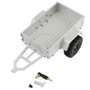 Aluminum Alloy Metal Utility Trailer Car with Hitch for TRX-4M TRX4M 1/18 RC Crawler Car Upgrade Parts silver