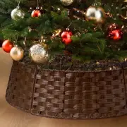 26in Christmas Tree Collar, Natural Woven Rustic & Farmhouse Holiday Decorati...