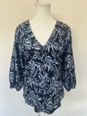 Witchery top women 8 blue linen blend blouse NEW with tags Rrp $149.95 ItemF