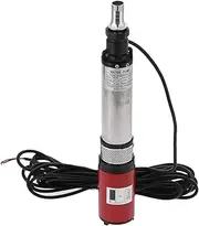 Deep Well Submersible Pump, DC 24V Solar Water Pump 114.8ft Head Large Flow High Lift 5 m³/Hour Flow Rate, Submersible Deep Well Pump Battery Solar Brass Motor for Industrial and Home Use