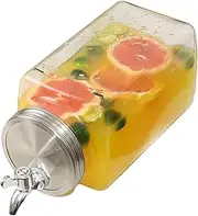 Drink Dispenser for Fridge, 3L Glass Beverage Dispenser with Spigot, Leakproof Lemonade Dispensers, Juice Containers, Water Dispensers for Fridge
