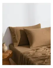 [Dreamaker] Superfine Washed Microfibre Standard Pillowcase Twin Pack in Rust