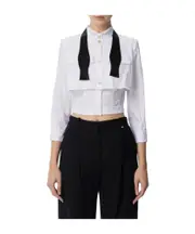 Elisabetta Franchi Bow Tie Poplin Shirt IT38 White/Black