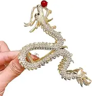 2024 New Chinese Dragon Year Hair Clips Hair Accessories For Women Red Bead Rhinestone Metal Pin Tiara Hair Jewelry