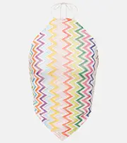 [Missoni] Missoni ZigZag knitted open-back halterneck top UK 10 multicoloured