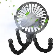 Flexible Rechargeable Fan - Pram Fan Clip On Stroller | Flexible Tripod Clip On | Portable Toddler | Handheld Cooling | Rotate Tripod | Handheld For Bedroom, Car Seat,