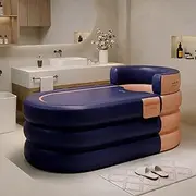Foldable Portable Inflatable Bathtub with Rechargeable Wireless Inflation Pump, Comfortable Shower Stall Soaking Bath Tub for Adult, Separate Family Bathroom SPA Tub with Novel Design (Orange)