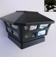 6-Pk Solar Black Cap Light With White SMD LED for 4"X4" Vinyl/PVC or Wood Post