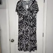 ESt 1946 zebra print mid-calf full skirt plus dress