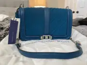 Rebecca Minkoff Suede Love Crossbody Bag With Tassel Lake Blue Size Medium NWT