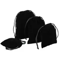 在飛比找蝦皮購物優惠-黑色絨布束口袋旅行防塵布袋手機袋耳機充電寶袋禮品收納袋