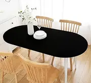Wolkemer Fitted Oval Tablecloth Spandex Stretch Black Cocktail Table Cover Elastic Edge Topper Cap for Dining Wedding Party Picnic 48 x 68 Inch