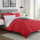 Solid Red Gray Grey 7 pc Comforter Sheet Set Twin XL Full Queen King Bed Bag