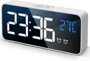 Digital Alarm Clock with Large Led Temperature Display , 8808-White
