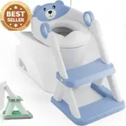 Potty Training Seat with Step Stool Ladder, Safe & Comfortable for Kids, Blue