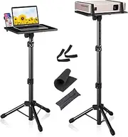 TANENUOS Projector Stand Tripod from 23.5" to 46.5" Adjustable Height, Laptop Tripod Stand with Gooseneck Phone Holder, Laptop Floor Stand for Office, Home, Stage, Studio, DJ Racks Holder Mount