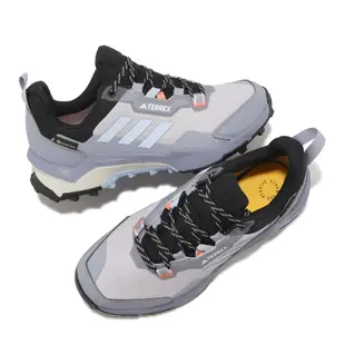 adidas 登山鞋 Terrex AX4 GTX 灰 藍 Gore-Tex 愛迪達 防水 女鞋 ACS HQ1052