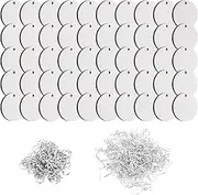 Aswalling 50Pcs Round Sublimation Blank Earrings with Earring Hooks and Jump Rings Unfinished Heat Transfer Earrings