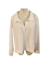 NWT athleta RETRO TERRY POLO SWEATSHIRT cropped white XL sweater pullover xlarge
