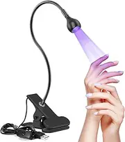 UV Lamp for Gel Nails, 5W USB Mini Small UV Lamp Nails with Safety Clip and 360 Degree Rotating Head for Manicure Dry Fingernails, Black