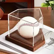 Maitys Baseball Display Case with a Home Plate Shaped Wooden Base and Acrylic Shell Baseball Holder UV Protection Baseball Stand Baseball Hobby Box Baseball Display Cube for Single Ball