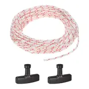 Recoil Starter Rope Pull Cord with Handles 2.5mm 10m for Mower [White Red,Black]