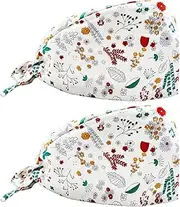 2 Pcs Scrub Caps Women Nurse Caps for Women Working Cap Scrub Cap with Sweatband Adjustable Elastic Scrub Hats Nurse Cap