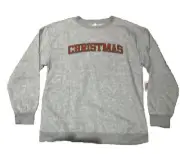 Hanes Womens Long sleeve Christmas Logo Pull Over Sweatshirt Gray Size XL NEW