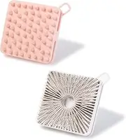 2 PC Silicone Exfoliating Body Scrubber, Silicone Body Shampoo Brush, Soft Silicone Loofah for Sensitive Skin, Shower Silicone Hair Scalp Massager, Easy to Clean, Lather Well (Gray&Pink, One size)