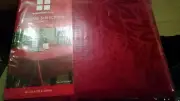 NEW NIP Christmas Essential Home oblong Red Damask Tablecloth 60"X102"