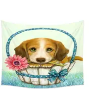 Animal Dogs Art Cute Dachshund in Basket Tapestry