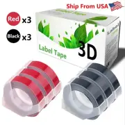 (3Red,3Black) Label Tape used for Dymo 20008 Dymo 15447 Label Makers