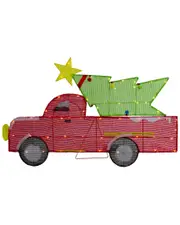 Northlight 36in LED Lighted Red Truck with Christmas Tree Outdoor Display