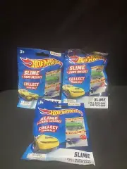 Lot Of 3-Hot Wheels Minis Blind Bags With Slime PULL back racers & key cars