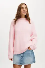 [Cotton On Women] Cotton On Women - Luxe Rib Mock Neck Pullover - Babydoll M BABYDOLL