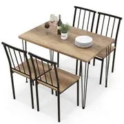 Giantex 5PCS Dining Table Set Dining Room Table & 4 Chairs w/Metal Frame Kitchen Table Set Home Restaurant Natural