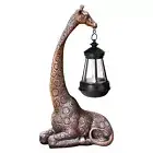 Solar Garden Light Outdoor Landscape Light Resin Giraffe Statue w/ Lantern