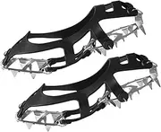 [harayaa] Shoe Spikes Ice Crampons Spikes Ice Grippers Shoe Crampons Traction Cleats for Running Climbing Hiking Mountaineering Jogging, M 34 to 40 Black
