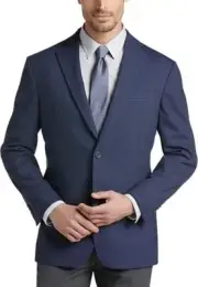 Kenneth Cole Men's Slim Fit Navy Plaid Sport Coat 42L yau3024