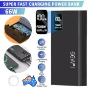 66W Portable 30000mAh Power Bank USB LCD External Battery Charger For Cell Phone