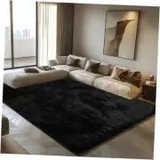 8x10 Fluffy Area Rugs for Living Room,Shag Area Rug for Bedroom,Black Soft
