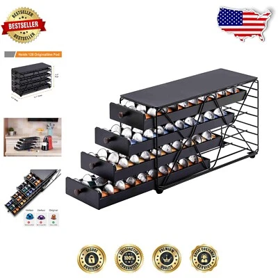 Stylish 4-Tier Coffee Pod Drawer - Organize 120 Nespresso Pods with Ease