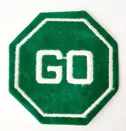 Vintage GO Patch - Green Stop Sign GO Patch - 3 Inch Octagon Patch