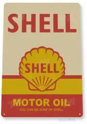 SHELL OIL 11 X 8 TIN SIGN AUTO AUTOMOBILE MECHANIC ADVERTISEMENT STATION GAS
