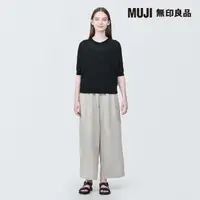 在飛比找momo購物網優惠-【MUJI 無印良品】女大麻混圓領五分袖針織衫(共4色)