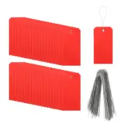 200Pcs Marking Tags with String, 6.3" x 3.1" Waterproof Hang Tags Red