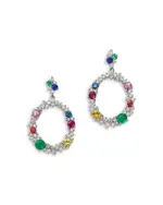 Bloomingdale's Fine Collection Ruby, Emerald & Rainbow Sapphire Doorknocker Drop Earrings in 14K White Gold