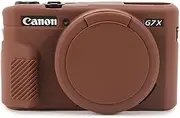 TYUANDOUER Case for Canon Powershot G7X Mark II Digital Camera, Soft Silicone G7X Mark II Camera Case Accessories, Protective Cover Case for G7X2 G7XII with Detachable Lens Cover - Dark Brown