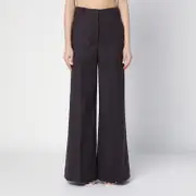 [Stella McCartney] Dark chocolate wide leg pants in wool 40 IT Brown