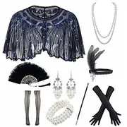 Retro Vintage Roaring 20s 1920s Outfits Flapper Headband Accessories Set The Great Gatsby Wedding Guest Sequins Sequin Women's Halloween Carnival Masquerade Ca